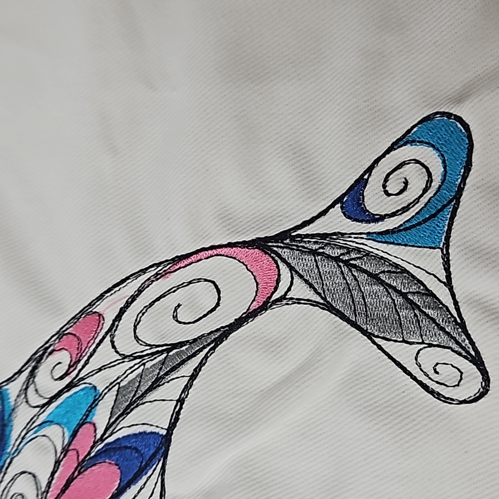 Machine Embroidered Blue & Pink Dolphin Sample Panel - Picture 3 of 3